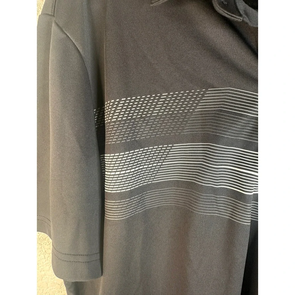 Adidas Mens Black Graphic Stripe Short Sleeve Performance Golf Polo‎ Shirt Large